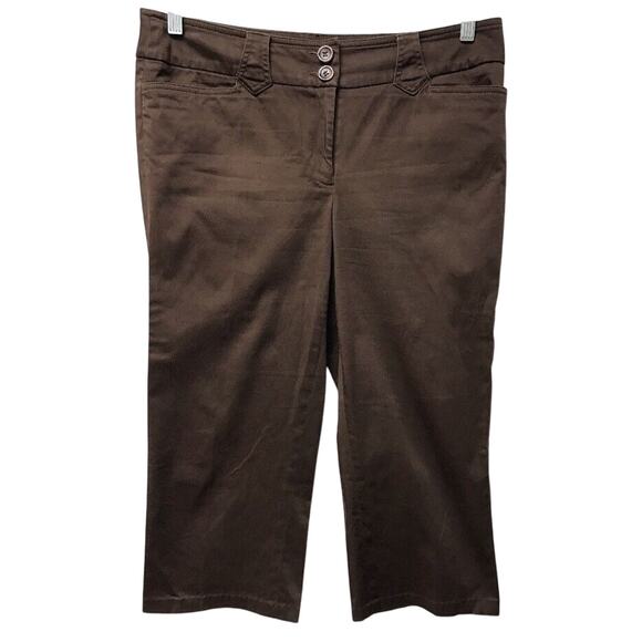 Apostrophe Pants Womens 10 Capri Brown Stretch - Picture 1 of 9